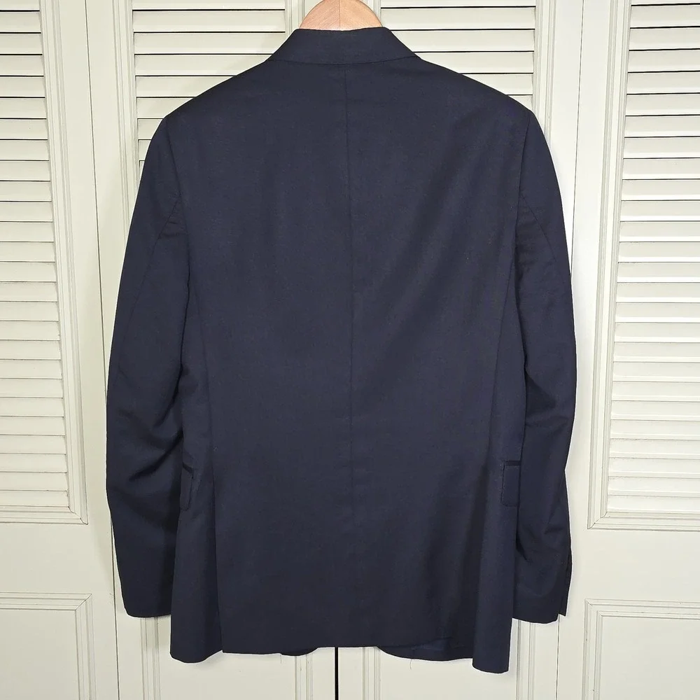 Ermenegildo Zegna Saks Fifth Avenue Wool Silk Blazer 36R Italy Navy Slim Fit